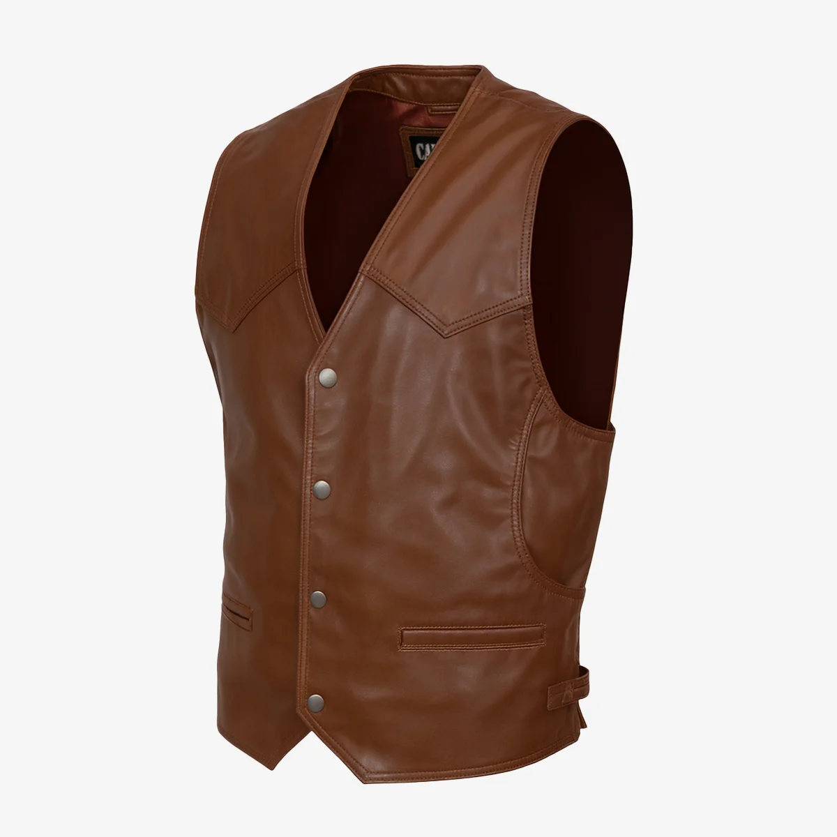 Mens leather vest vegwood Waistcoat - Image 2