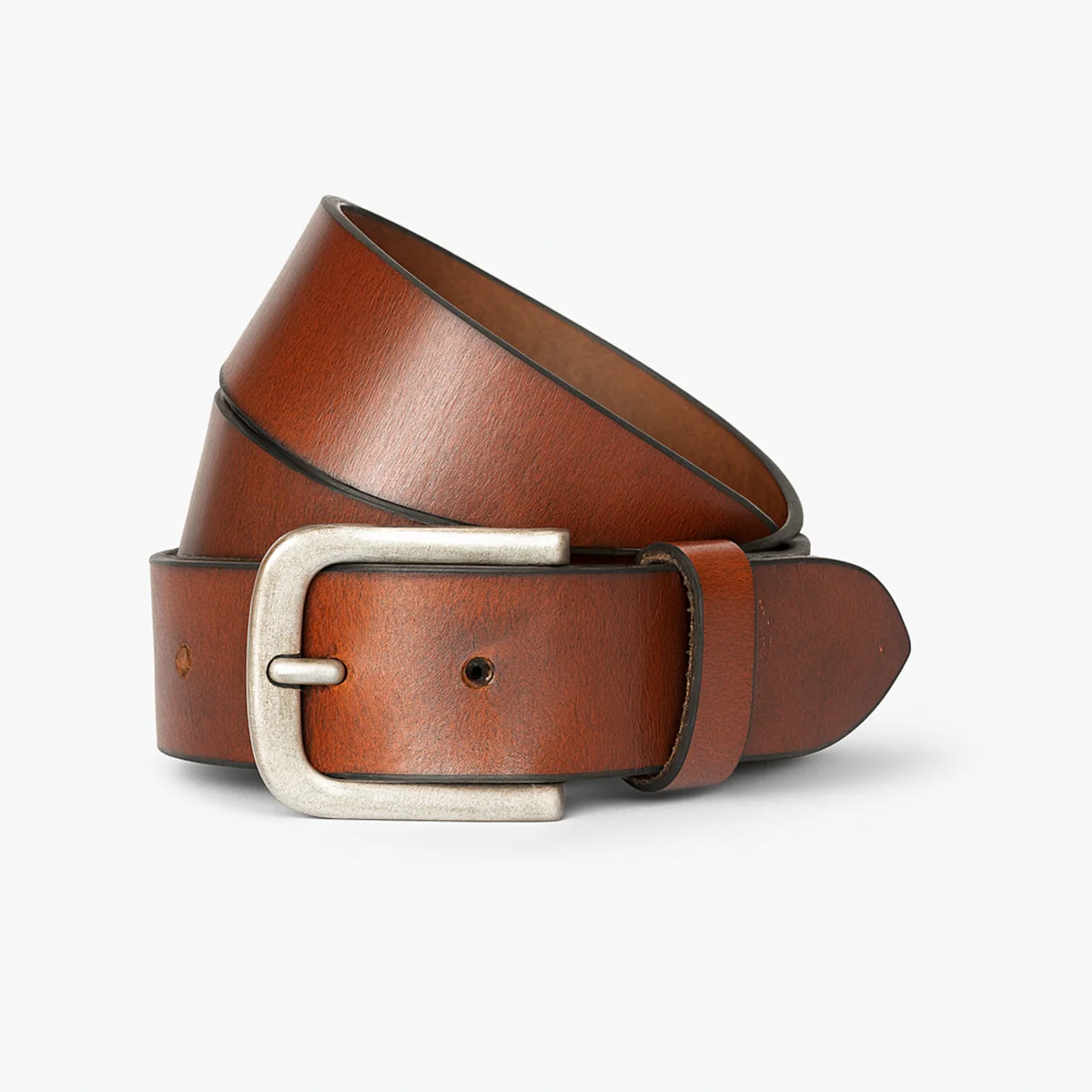 Men's hard waxed brandy Buffalo leather belt (40MM)