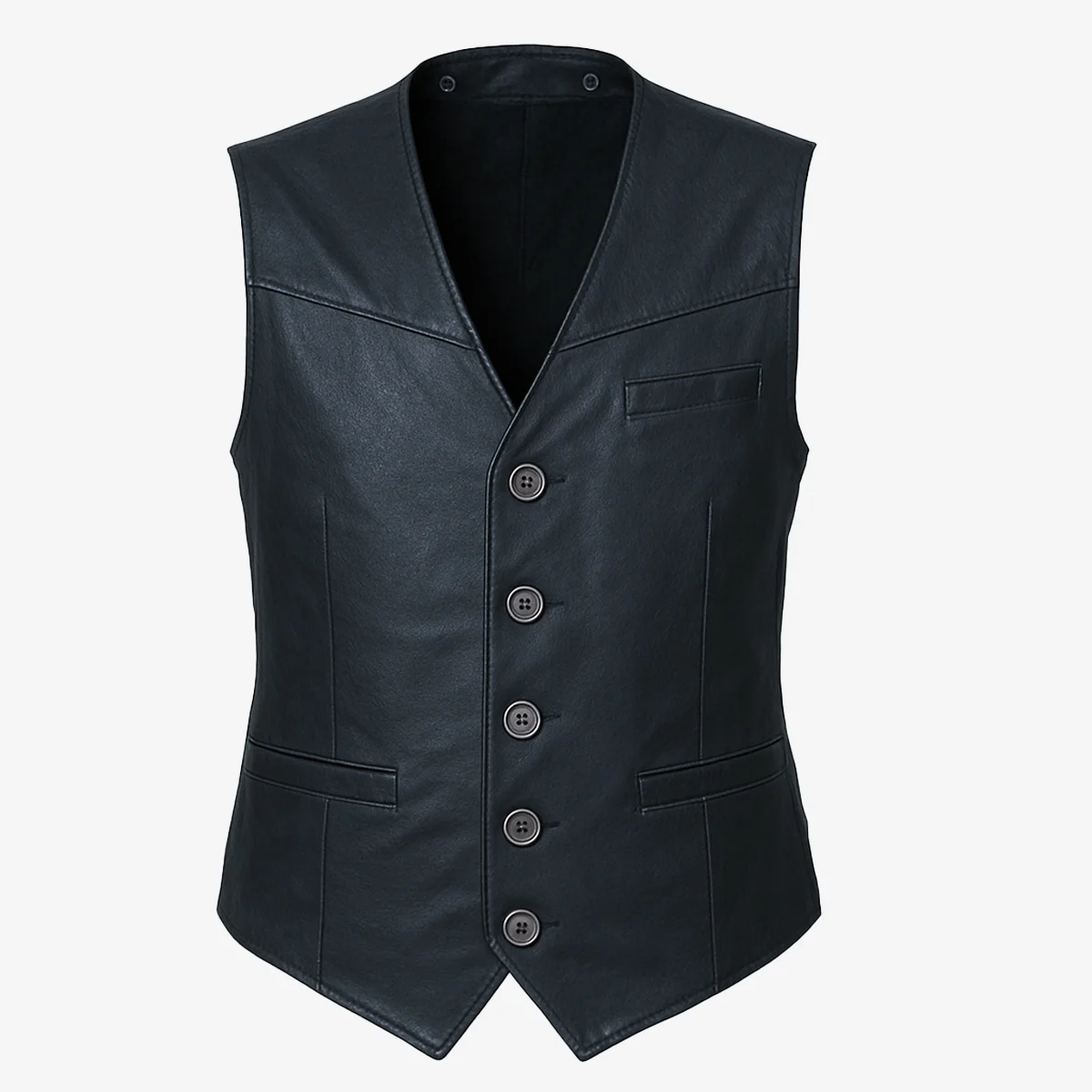 Mens leather waistcoat black 9914