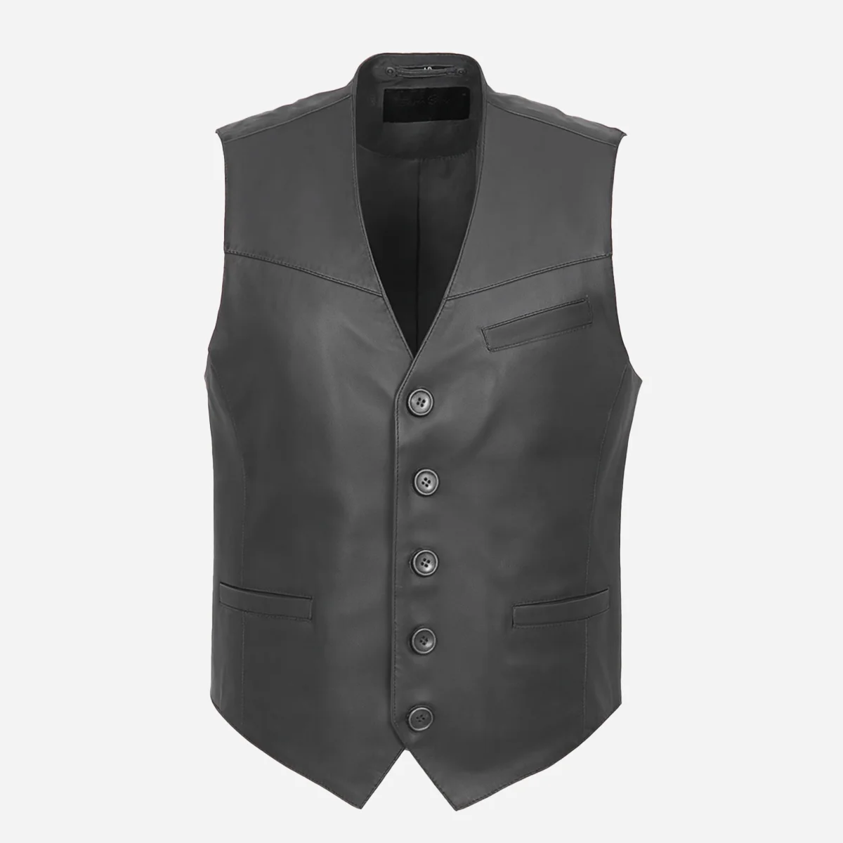 Mens leather waistcoat blue 9914 - Image 6