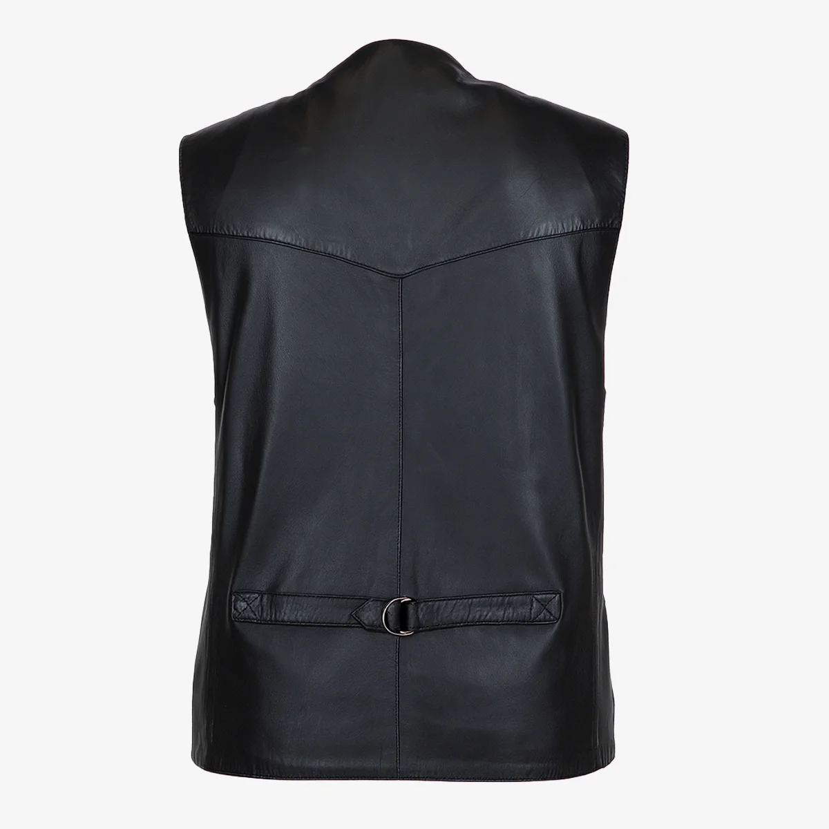 Mens leather waistcoat black 9914 - Image 3