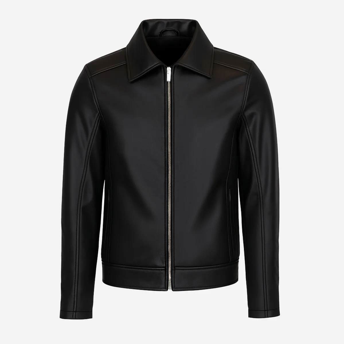 Mens classic leather jacket black 9932C