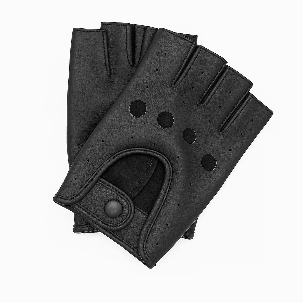 Carlo Sacchi sport-inspired half-finger leather gloves - Image 3