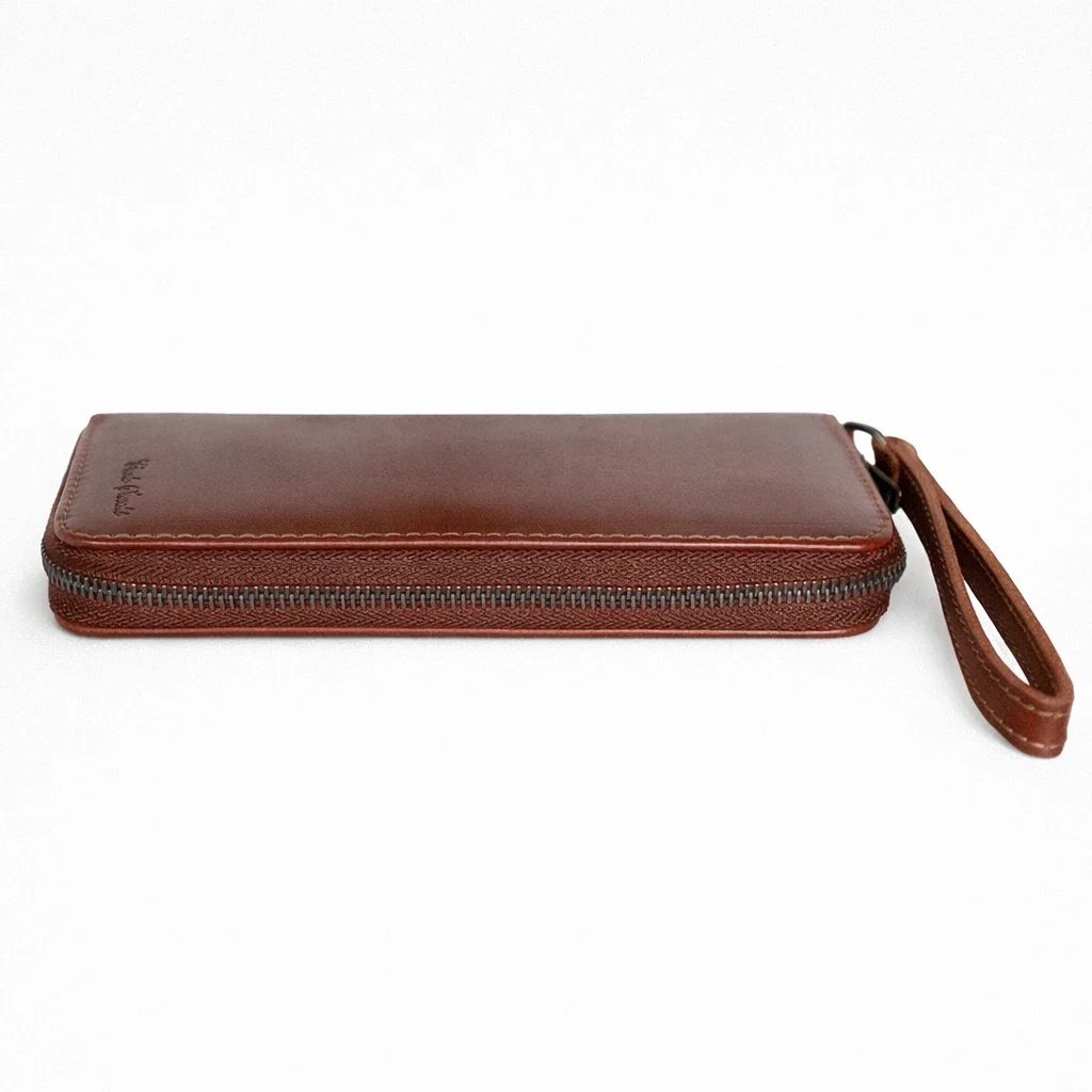 Womens leather clutch wallet with zip red - Image 4