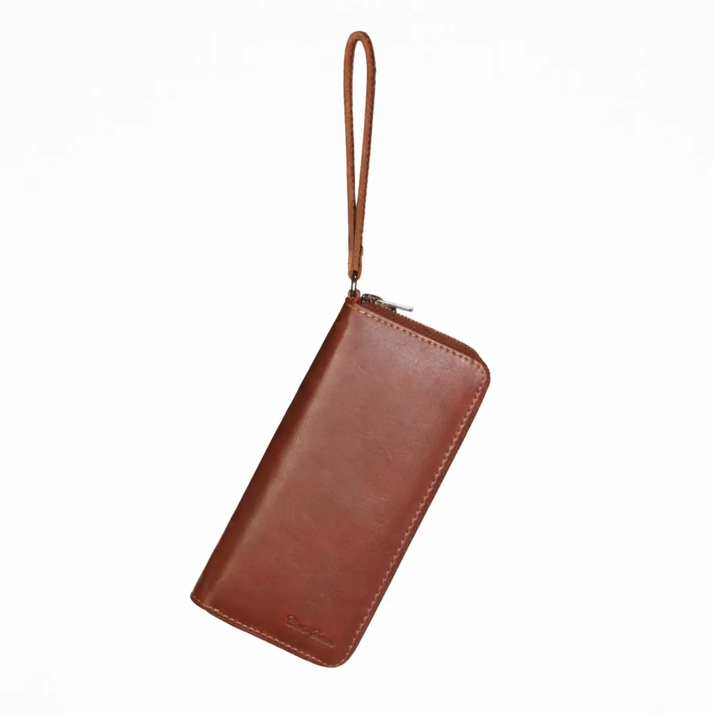 Womens leather clutch wallet with zip red - Image 5