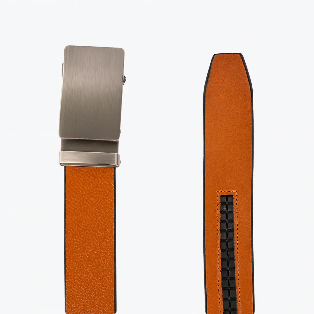 Men’s ratchet buffalo leather belt brandy (35MM) - Image 2