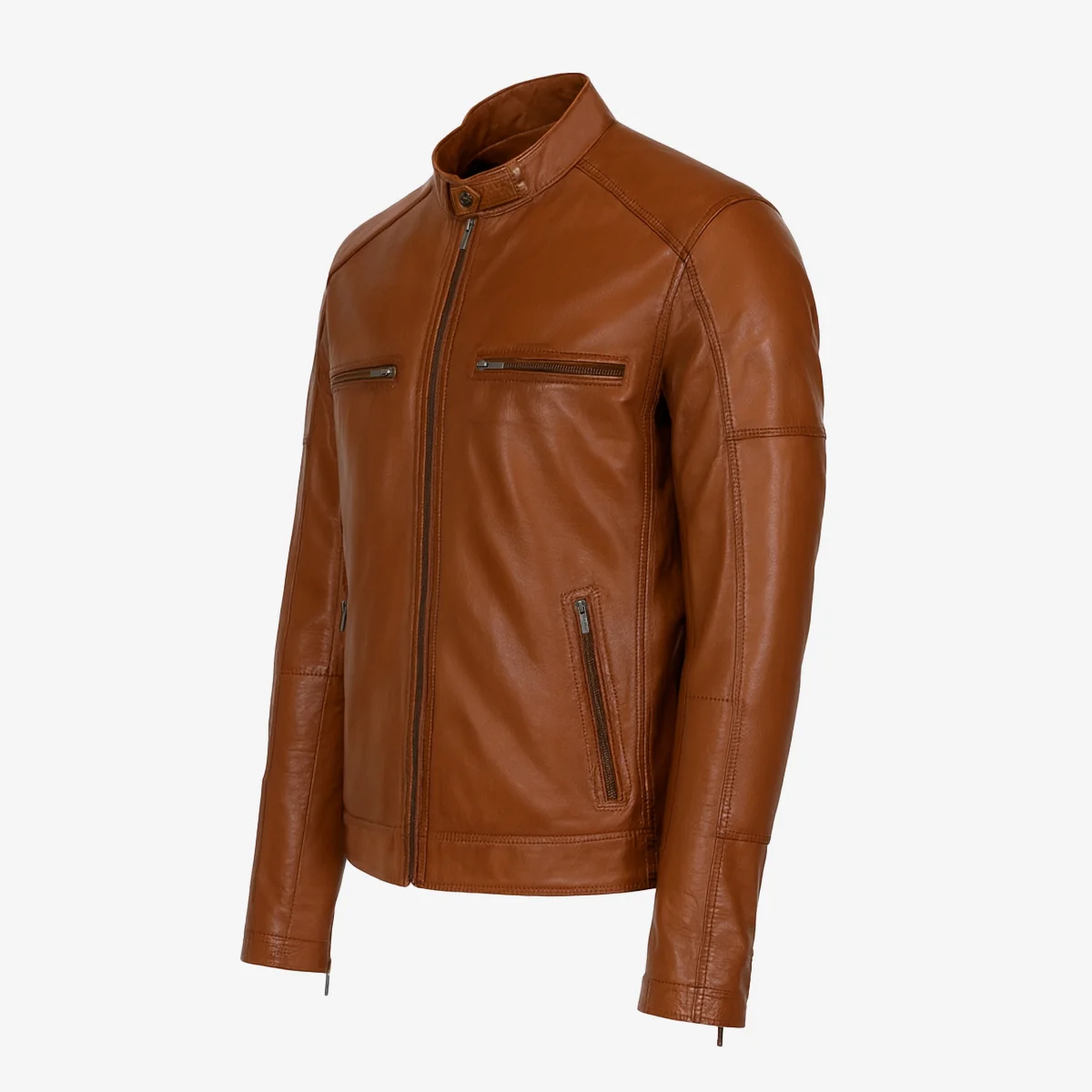 Mens leather jacket brandy N082 - Image 2