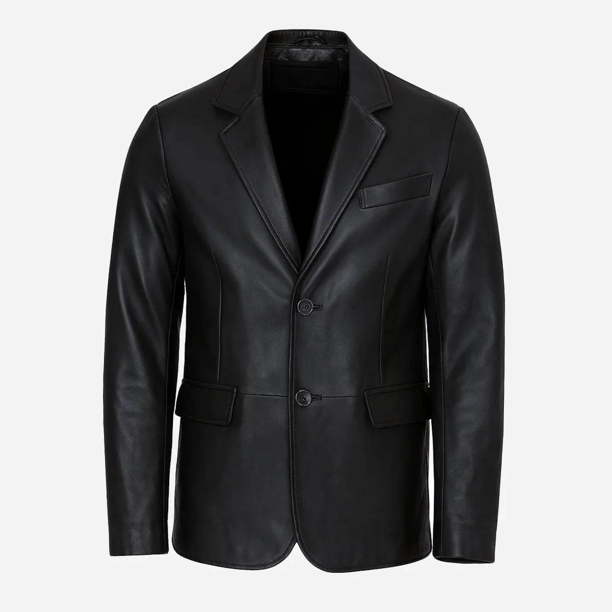 Mens leather classic blazer black Primo