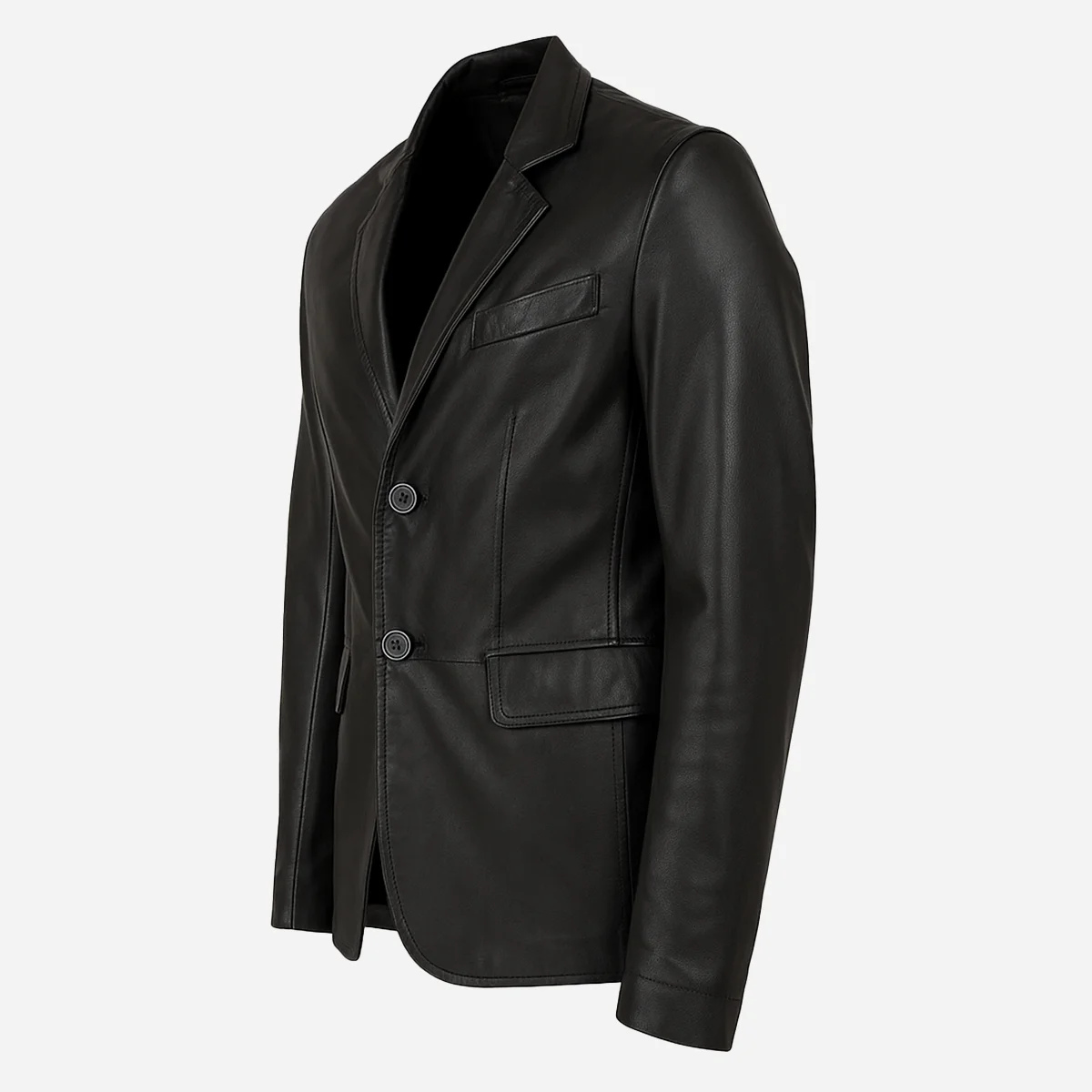 Mens leather classic blazer black Primo - Image 2