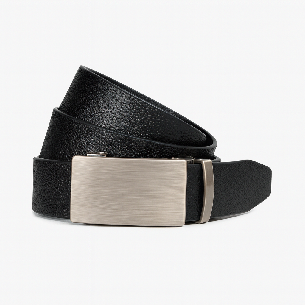 Men’s ratchet buffalo leather belt black (35MM) - Image 2