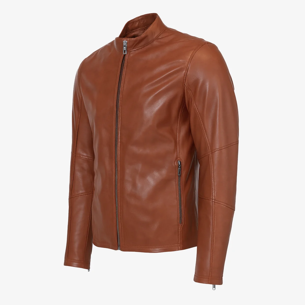 Mens leather jacket Antonio brandy - Image 2