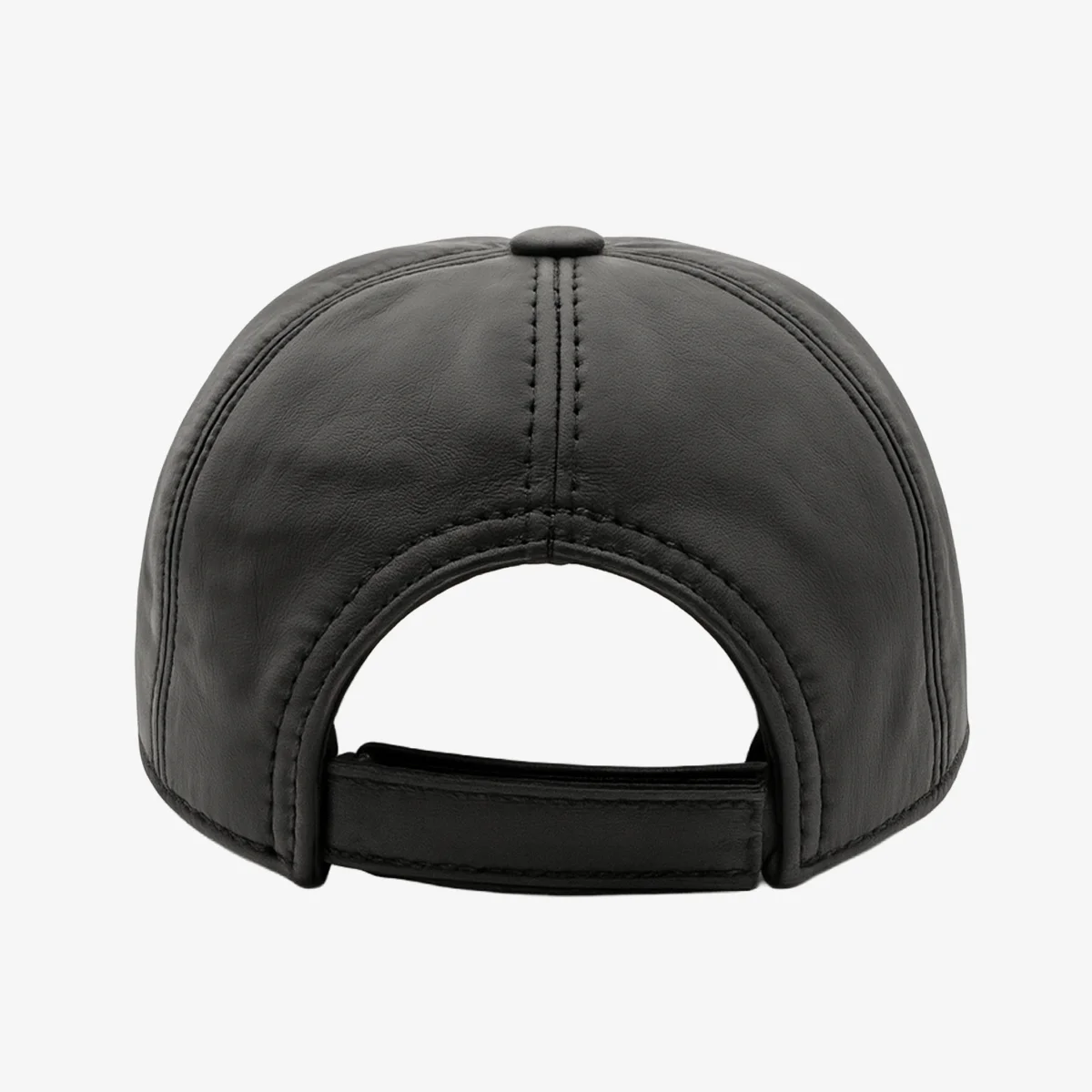 Unisex adjustable sheep nappa black baseball leather cap - Image 3