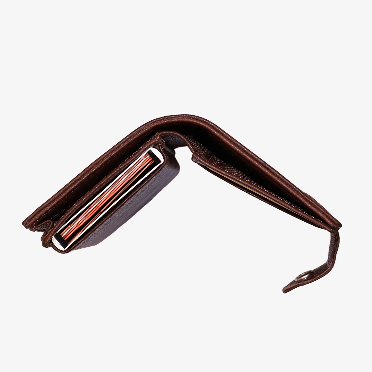 Carlo Sacchi dark brown RFID leather metal cardholder wallet - Image 4