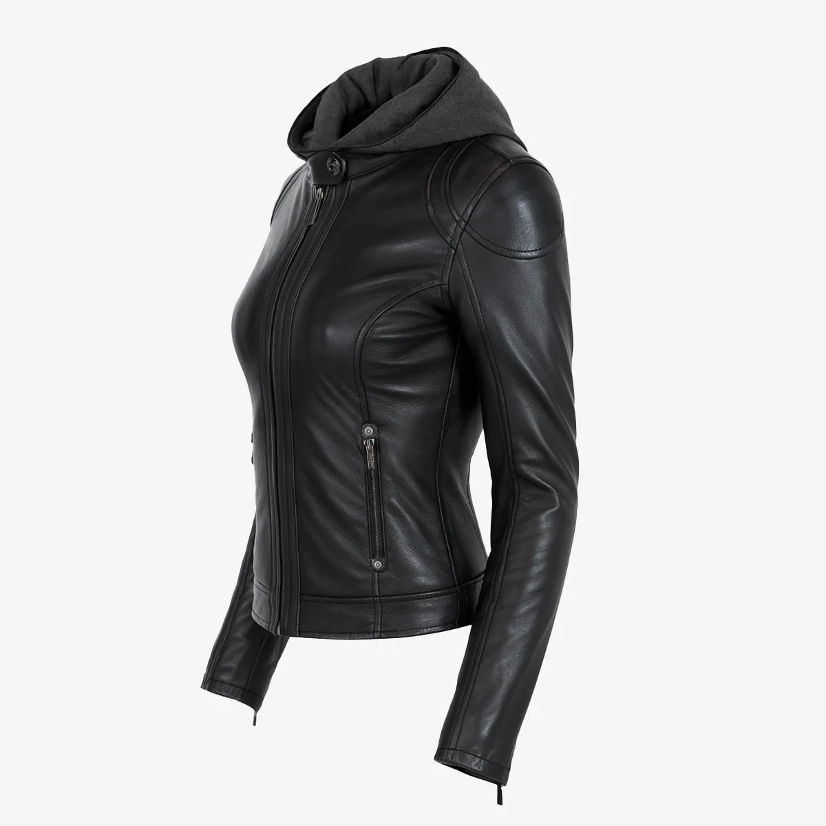 Ladies warm jacket with removable hood black GP - Image 2