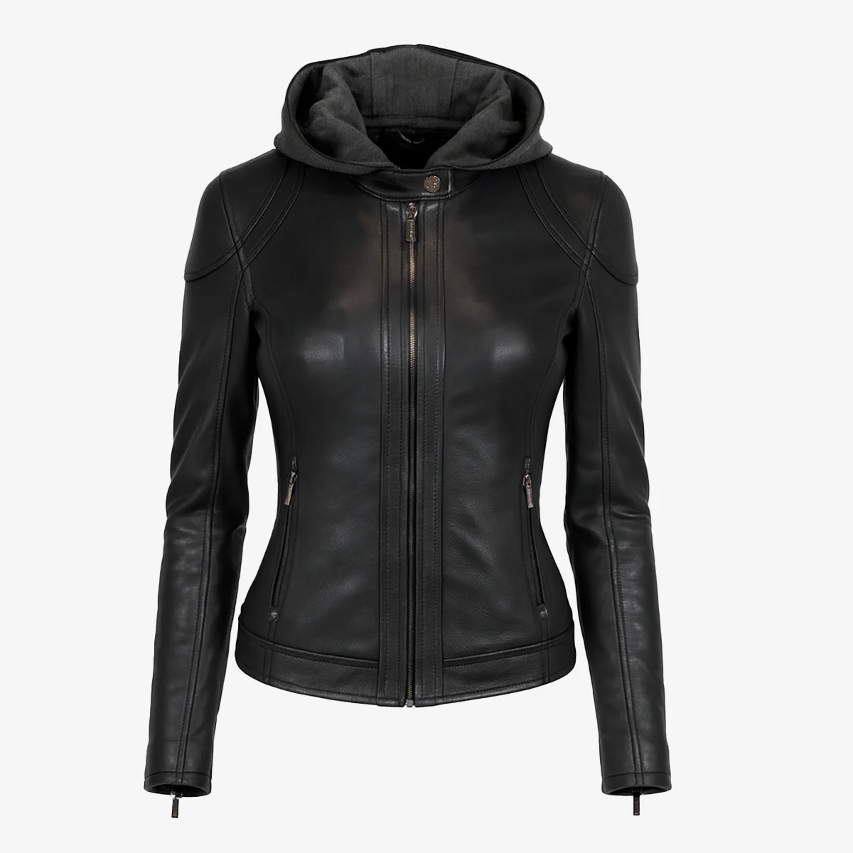 Ladies warm jacket with removable hood black GP