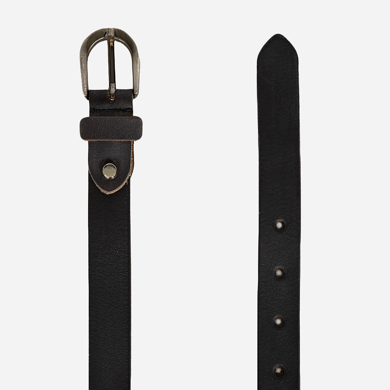 Women's English trim buffalo leather belt black (25MM) - Image 2