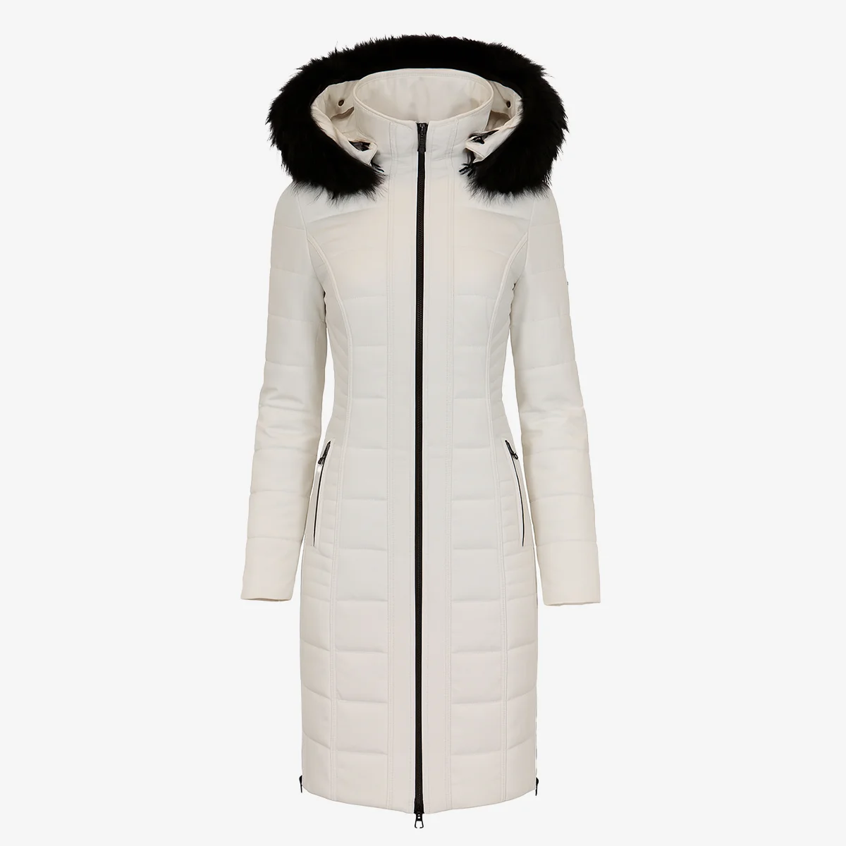 Womens winter jacket long puffer beige - Image 15