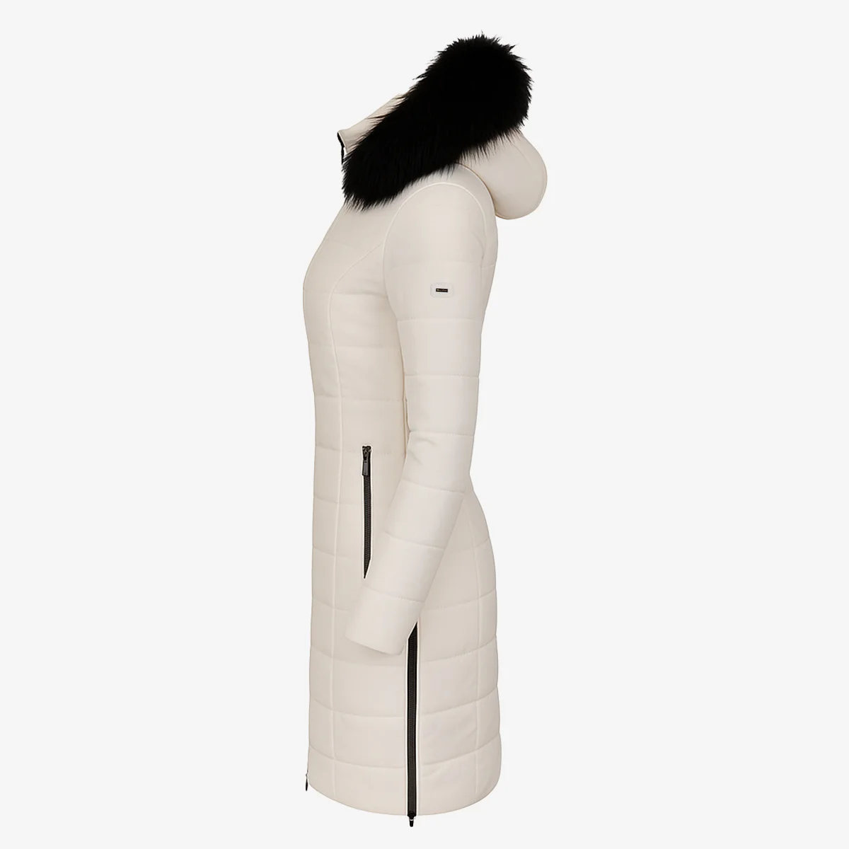 Womens winter jacket long puffer beige - Image 17