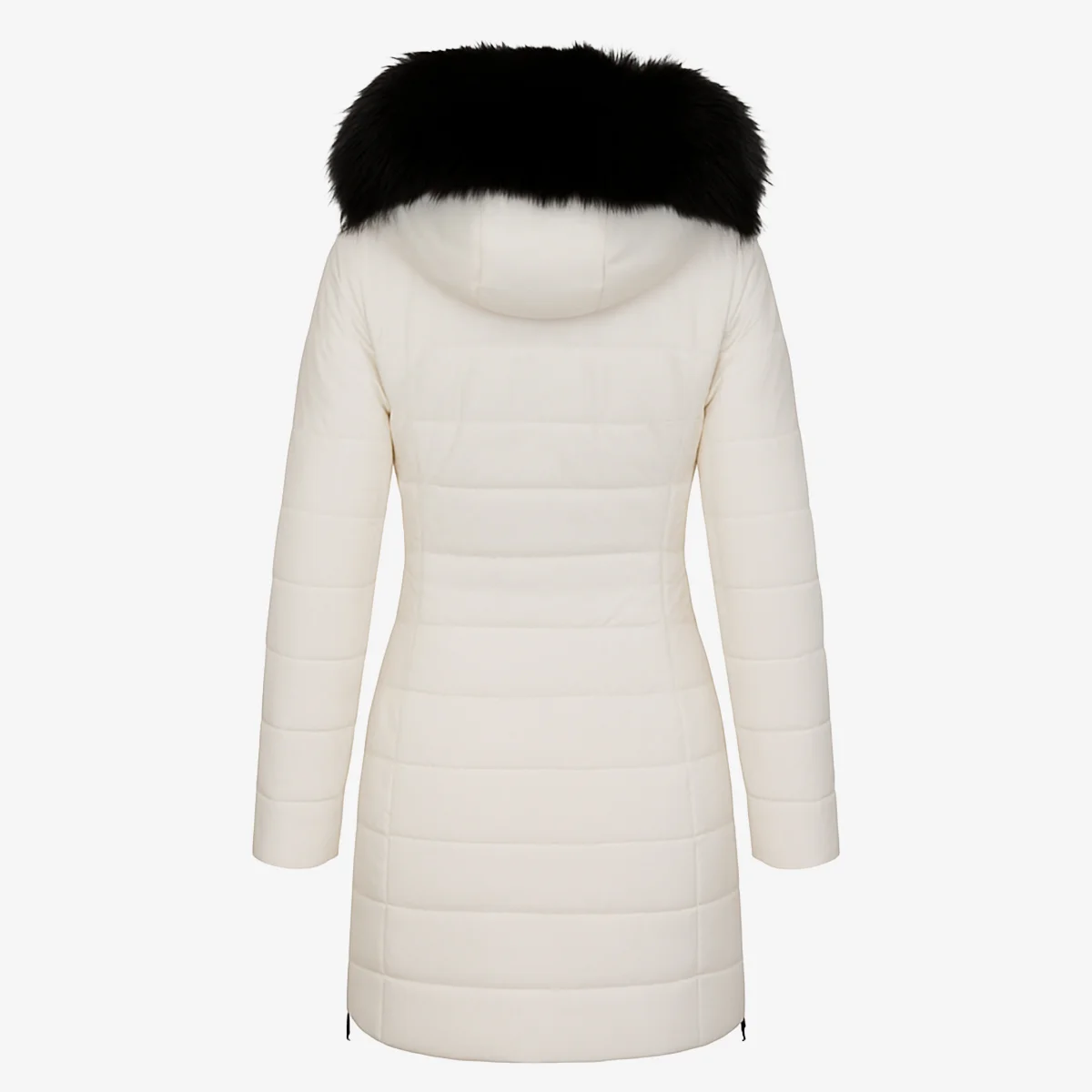 Womens winter jacket long puffer beige - Image 18