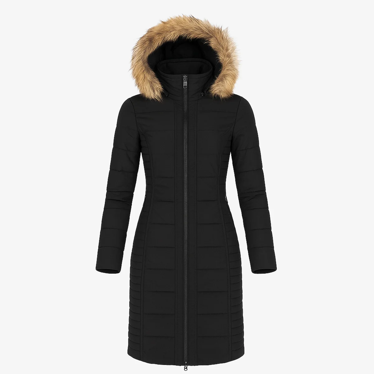 Womens winter jacket long puffer black