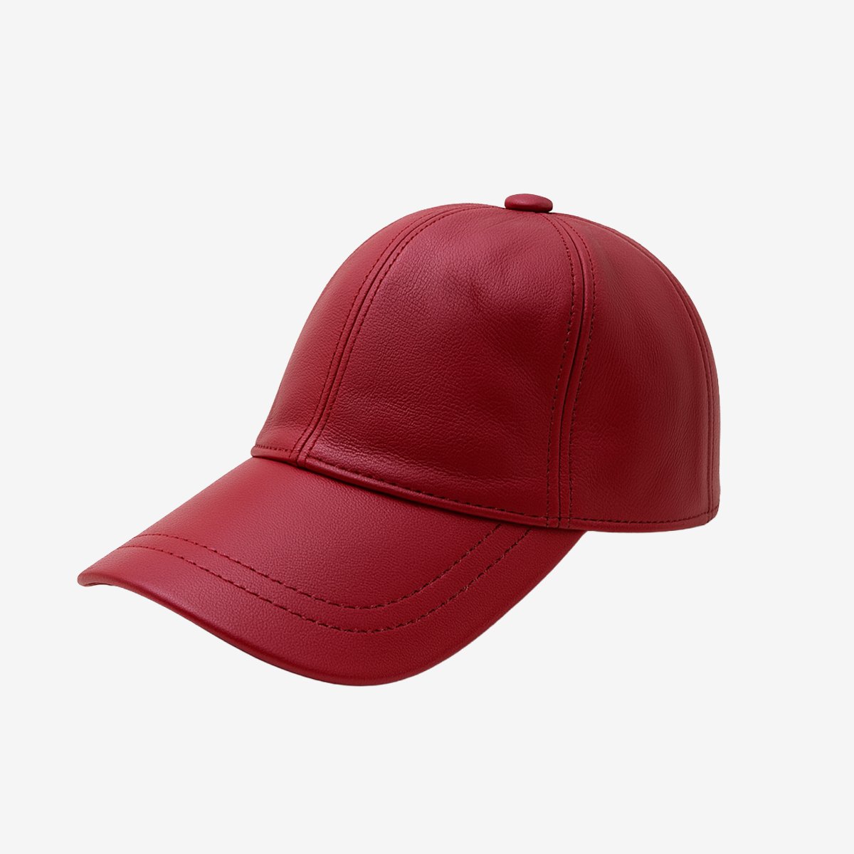 Unisex adjustable sheep nappa red baseball leather cap - Image 3