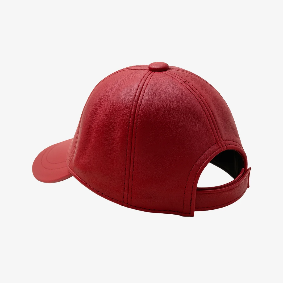 Unisex adjustable sheep nappa red baseball leather cap - Image 2