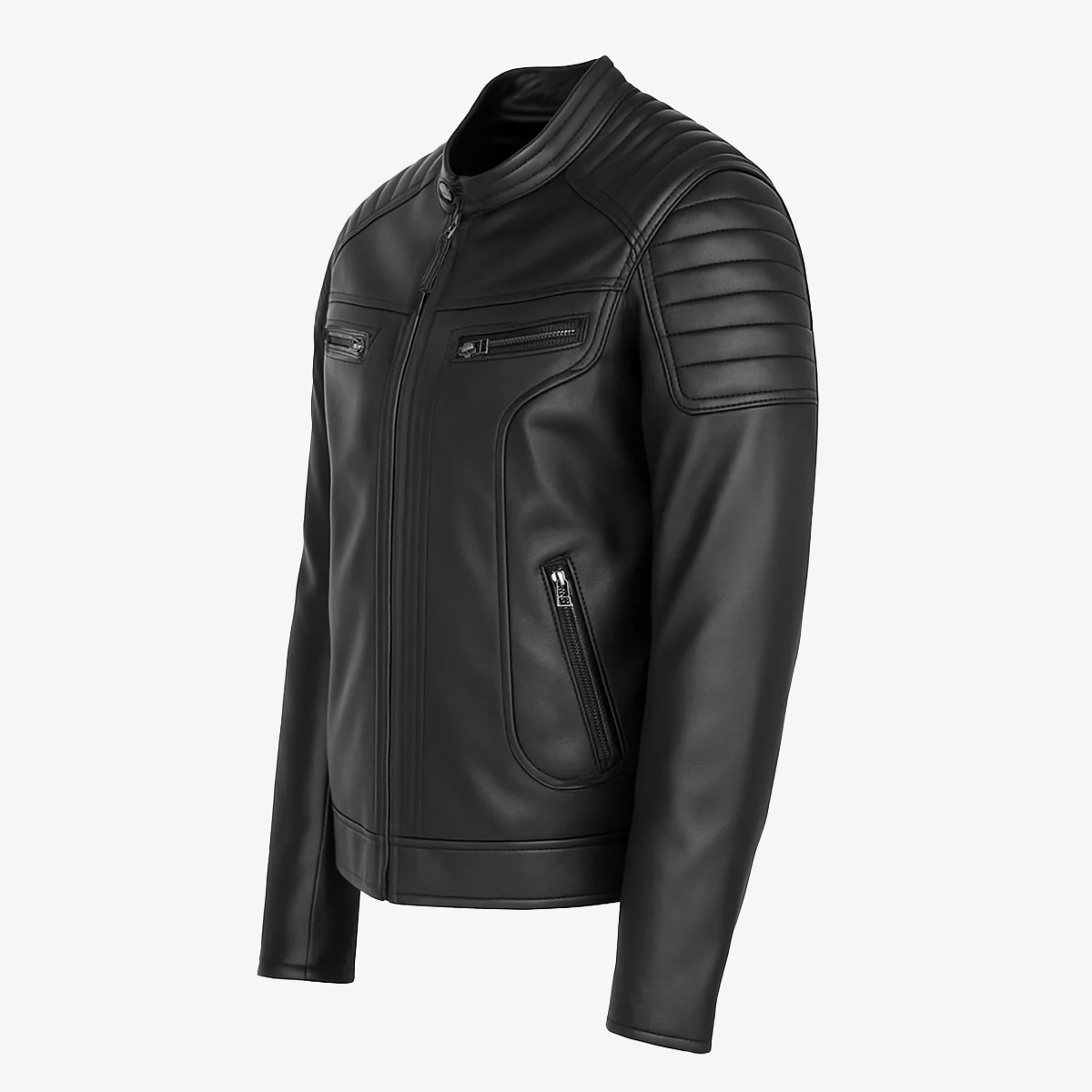 Mens leather jacket black Ryan - Image 2