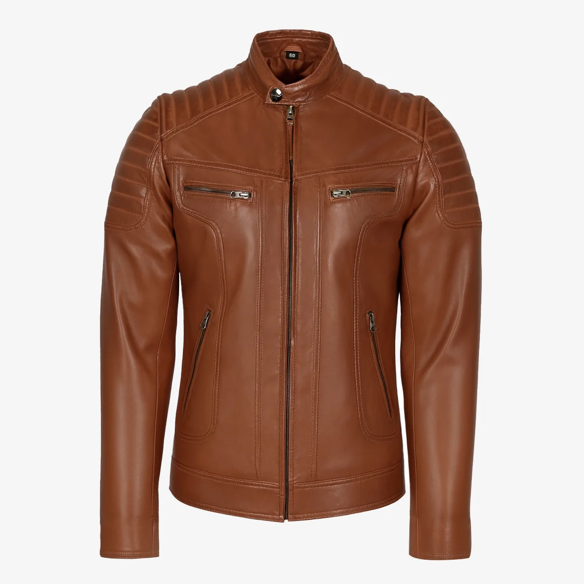 Mens leather jacket black Ryan - Image 15
