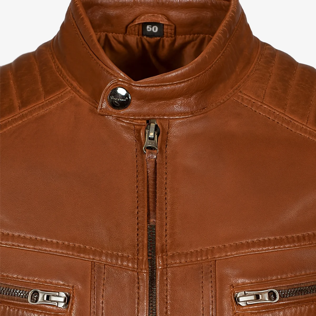 Mens leather jacket black Ryan - Image 18