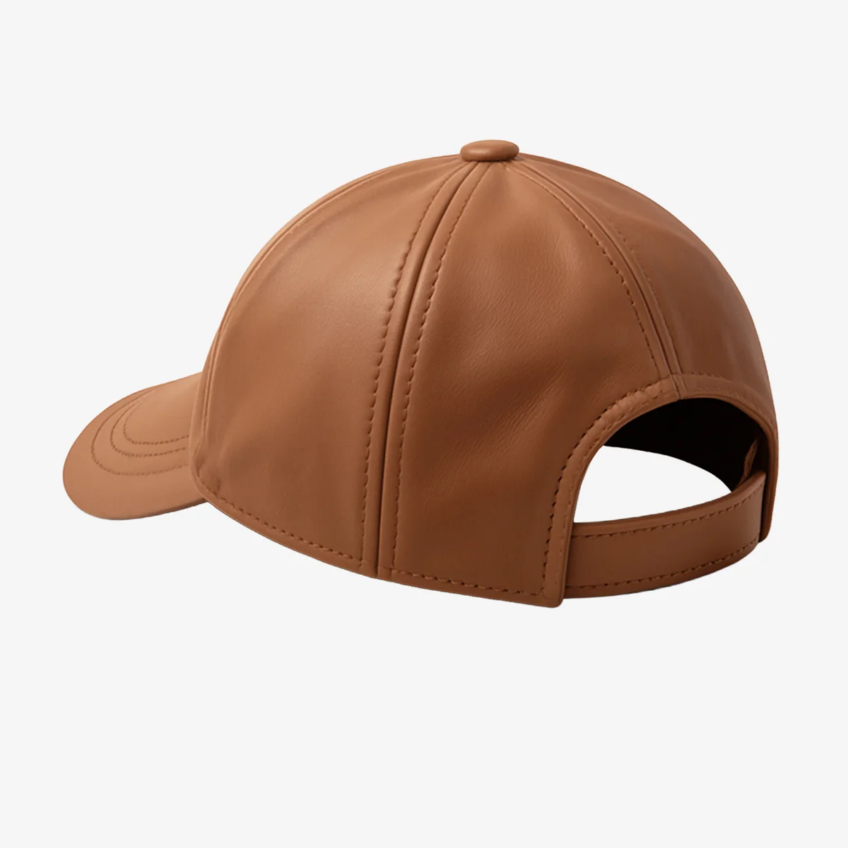 Unisex adjustable sheep nappa cognac baseball leather cap - Image 2