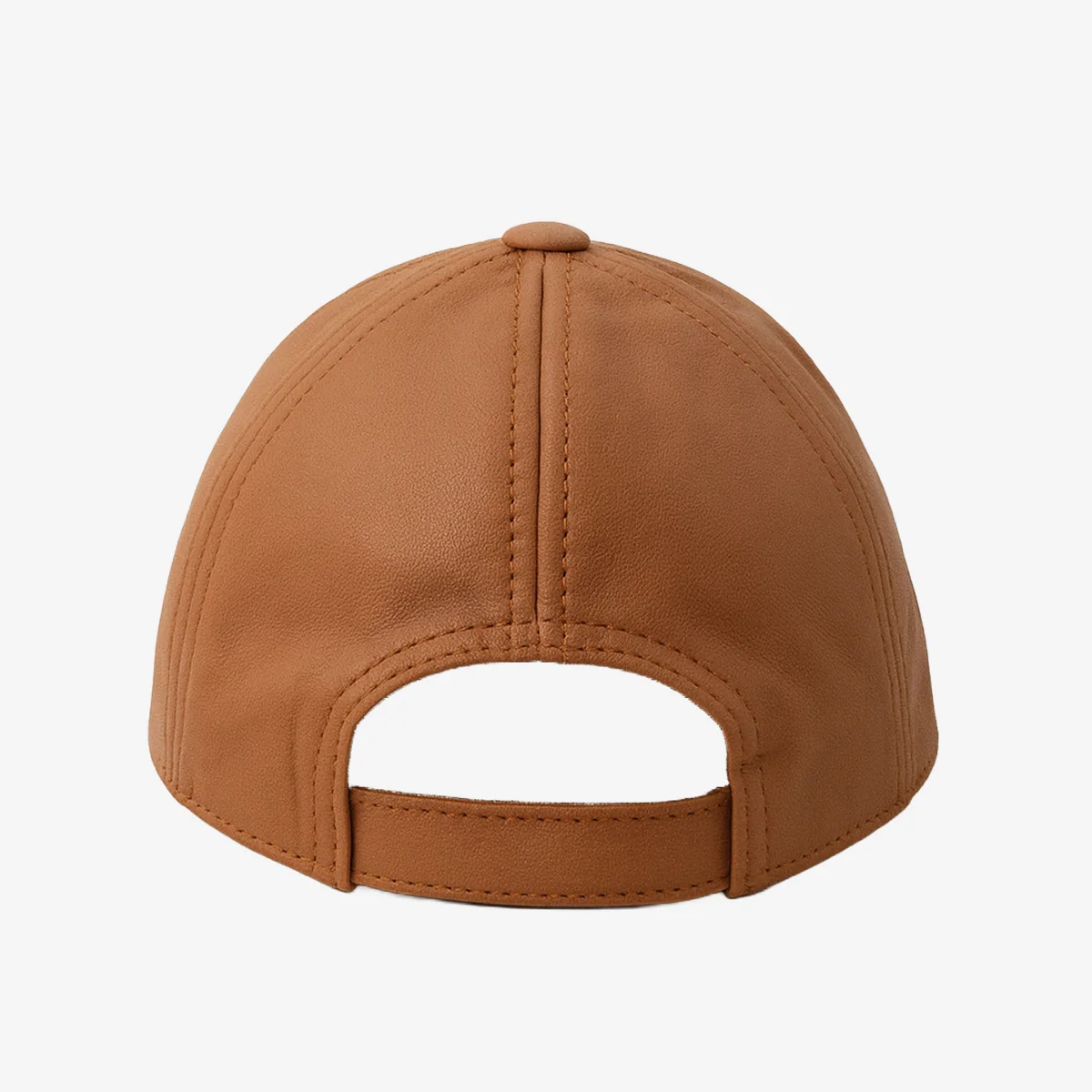 Unisex adjustable sheep nappa cognac baseball leather cap - Image 3