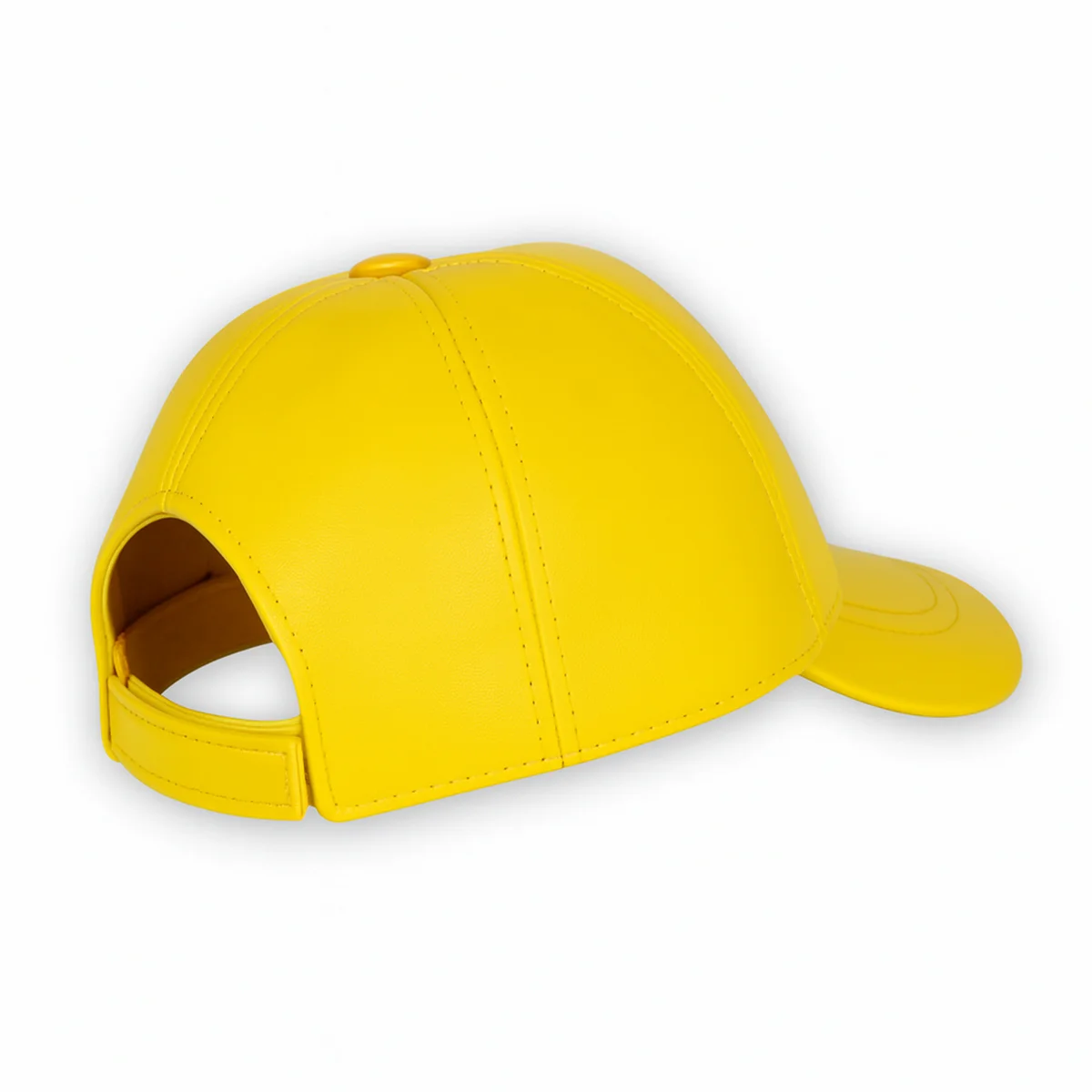 Unisex adjustable sheep nappa yellow baseball leather cap - Image 2